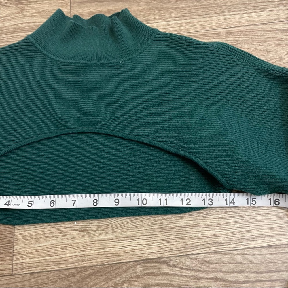 Banana Republic Green Ribbed Mock Neck Bolero Sleeves Shrug Sweater - Picture 7 of 8
